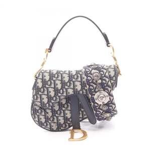 Christian Dior Dior Saddle Bag Mini Oblique Jacquard 2-Way Handbag, Canvas Le...